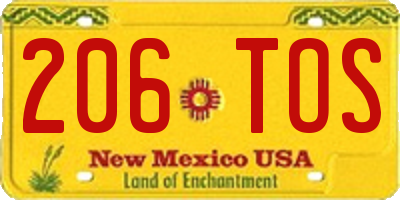 NM license plate 206TOS