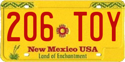 NM license plate 206TOY