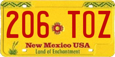 NM license plate 206TOZ