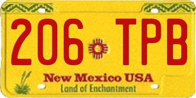 NM license plate 206TPB