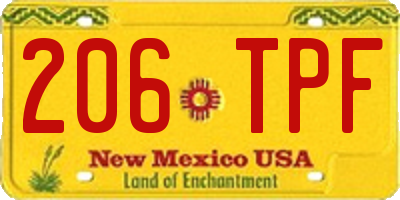 NM license plate 206TPF