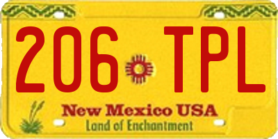 NM license plate 206TPL