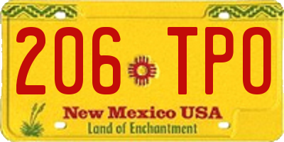 NM license plate 206TPO