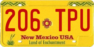 NM license plate 206TPU
