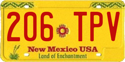 NM license plate 206TPV