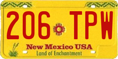 NM license plate 206TPW