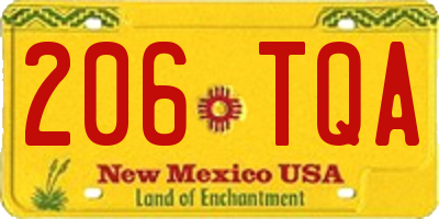 NM license plate 206TQA