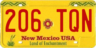 NM license plate 206TQN