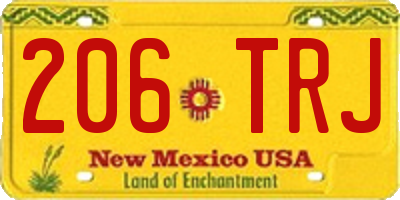 NM license plate 206TRJ
