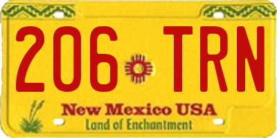 NM license plate 206TRN