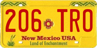 NM license plate 206TRO