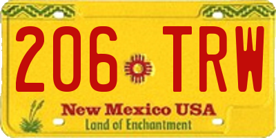 NM license plate 206TRW