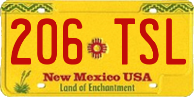 NM license plate 206TSL