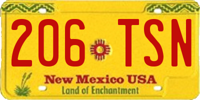 NM license plate 206TSN
