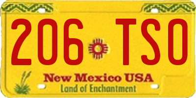 NM license plate 206TSO