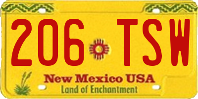 NM license plate 206TSW
