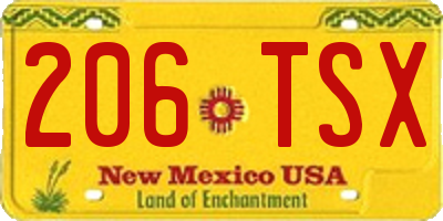NM license plate 206TSX