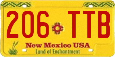 NM license plate 206TTB