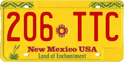 NM license plate 206TTC