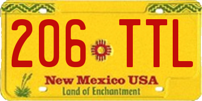 NM license plate 206TTL