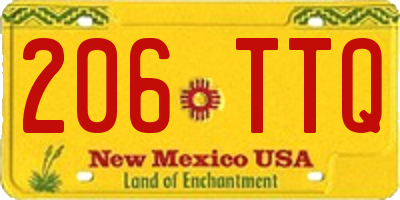 NM license plate 206TTQ