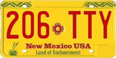NM license plate 206TTY