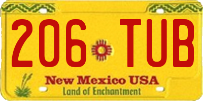 NM license plate 206TUB