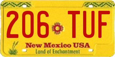 NM license plate 206TUF