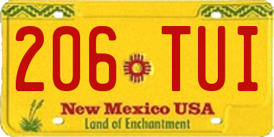NM license plate 206TUI