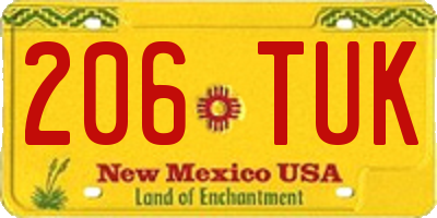 NM license plate 206TUK