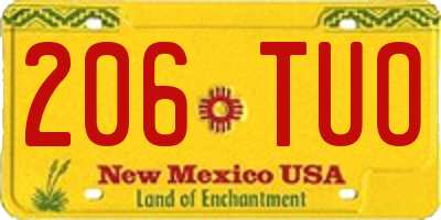 NM license plate 206TUO
