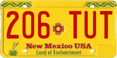 NM license plate 206TUT