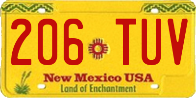 NM license plate 206TUV