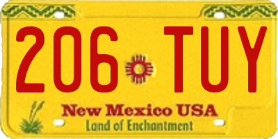 NM license plate 206TUY