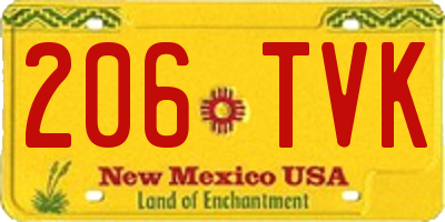 NM license plate 206TVK