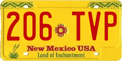 NM license plate 206TVP