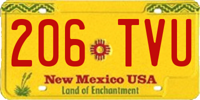 NM license plate 206TVU