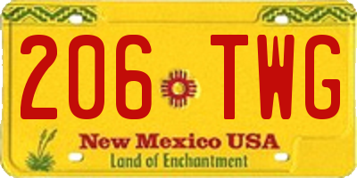 NM license plate 206TWG