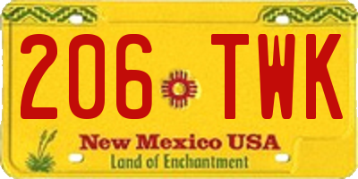 NM license plate 206TWK