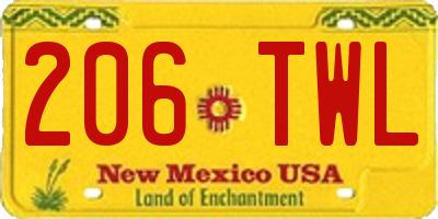 NM license plate 206TWL
