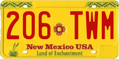 NM license plate 206TWM