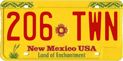 NM license plate 206TWN