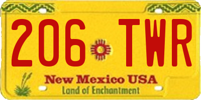 NM license plate 206TWR