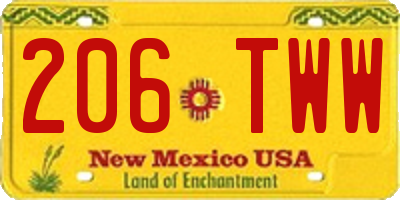 NM license plate 206TWW