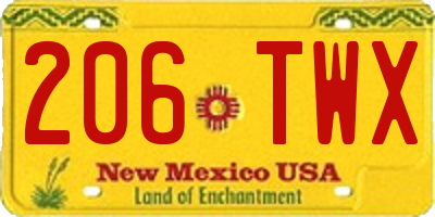 NM license plate 206TWX