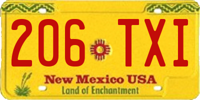 NM license plate 206TXI