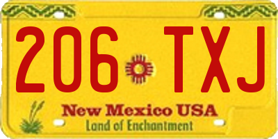 NM license plate 206TXJ