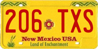 NM license plate 206TXS