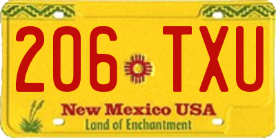 NM license plate 206TXU
