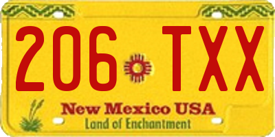 NM license plate 206TXX